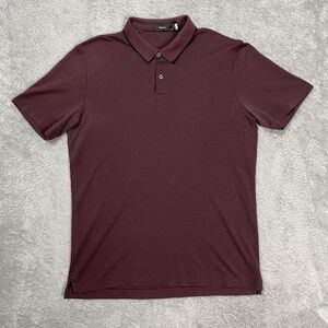 Theory Polo Shirt Mens L Red Standard Pique Pima Cotton Short Sleeve Knit